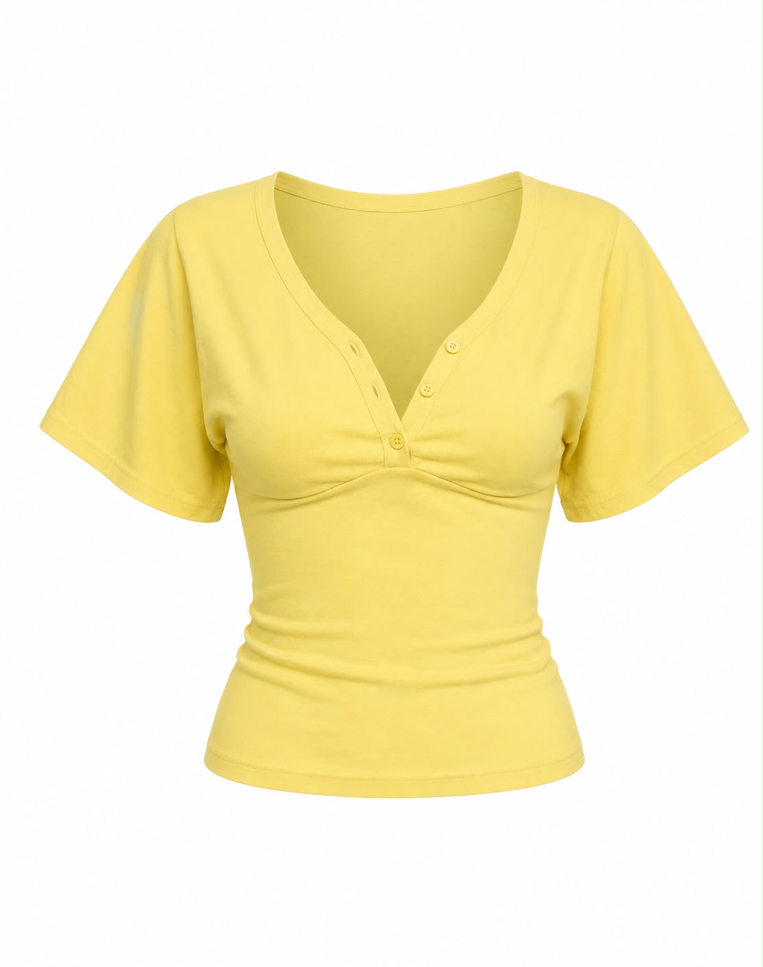 Buttoned V-Neck Flutter Top