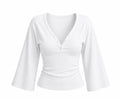 Buttoned V-Neck Flare Sleeve Top